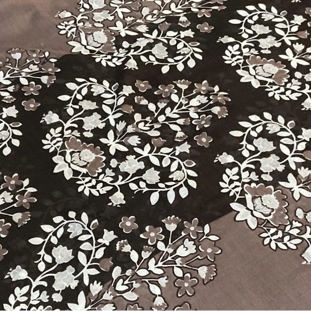 Vera Bradley Floral Scarf in Brown and White with fringe - Picture 10 of 10